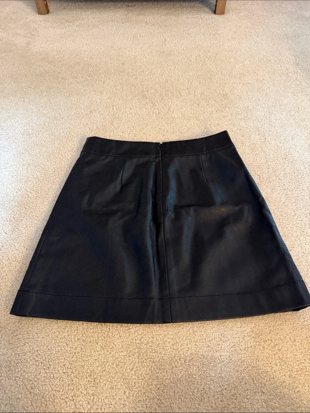 J. Crew Black Faux Leather A-Line Skirt 6